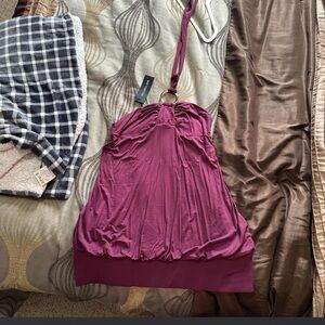 Dolls Kill Berry Halter Dress with Ring Detail